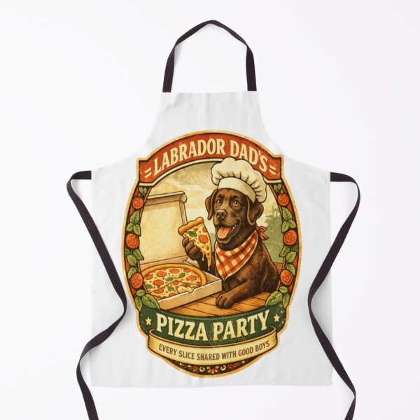 Item preview, Labrador Dad's Pizza Party | Chocolate Lab Chef Vintage Badge | Funny Dog Pizza Lover Gift designed and sold by PawPrintCustom.
