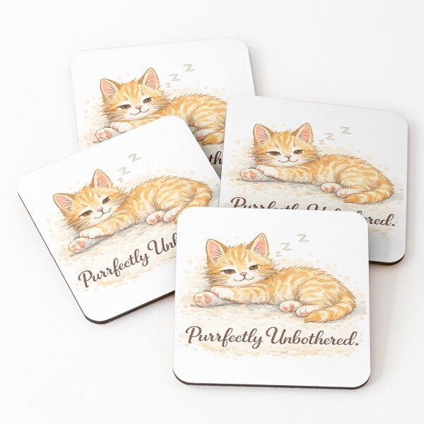 Item preview, Purrfectly Unbothered – Cute Watercolor Relaxed Cat Aesthetic Illustration designed and sold by Nusha Creations.