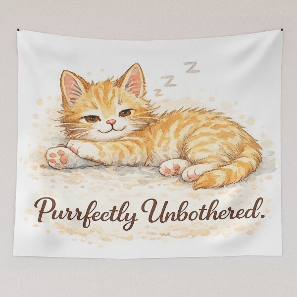 Item preview, Purrfectly Unbothered – Cute Watercolor Relaxed Cat Aesthetic Illustration designed and sold by StickyDelights.