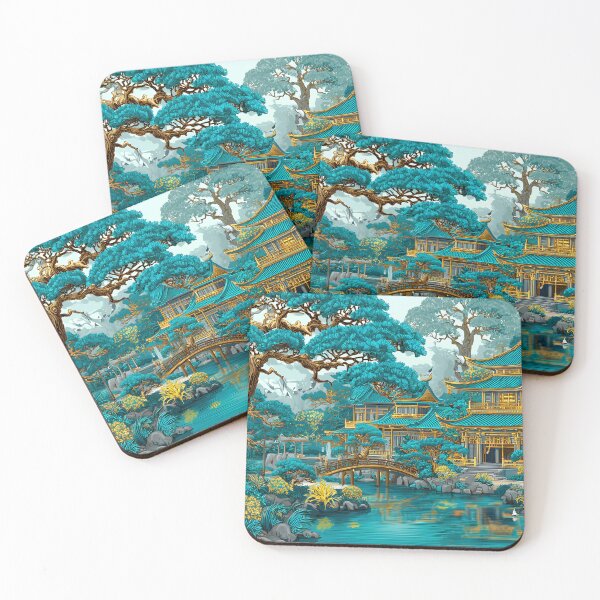 Item preview, Serene Asian Garden with Traditional Architecture designed and sold by Artessie.