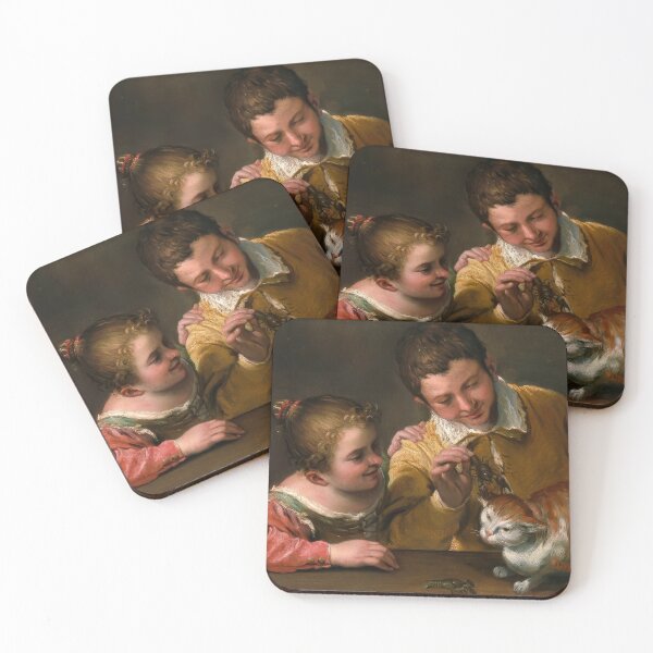 Item preview, Two Children Teasing Cat Annibale Carracci Baroque Painting designed and sold by TheSoulOfArt.