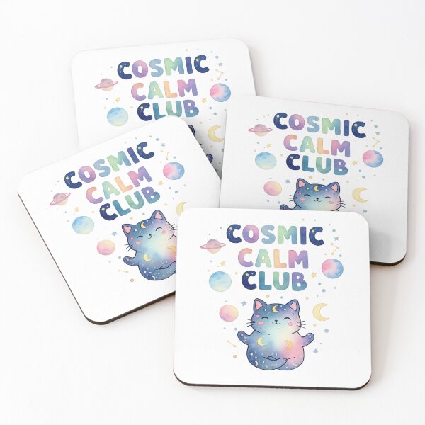 Item preview, Cosmic Calm Club – Cute Galaxy Cat Meditation Watercolor Design designed and sold by Nusha Creations.