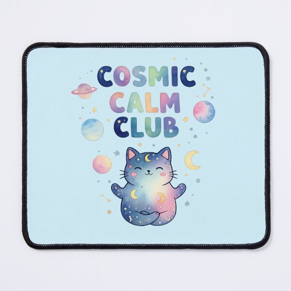 Item preview, Cosmic Calm Club – Cute Galaxy Cat Meditation Watercolor Design designed and sold by Nusha Creations.