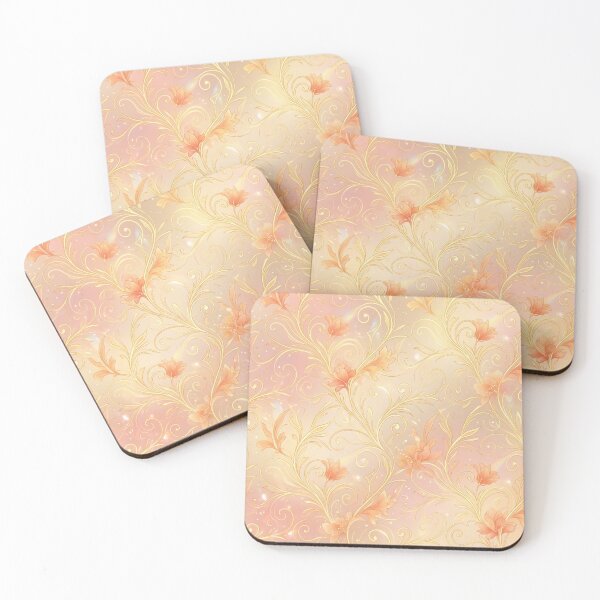 Artikelvorschau, Golden Floral Swirl Pattern – Pastel Seamless Design entworfen und verkauft von Herzbaumatelier.