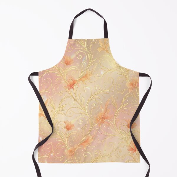 Artikelvorschau, Golden Floral Swirl Pattern – Pastel Seamless Design entworfen und verkauft von Herzbaumatelier.