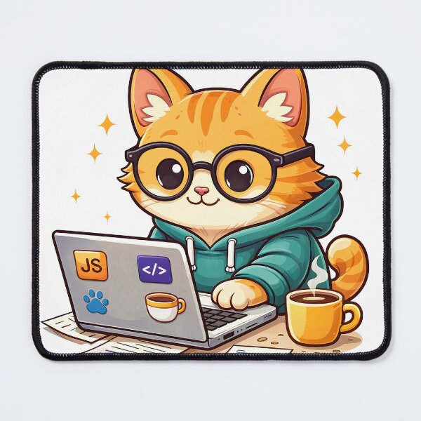 Item preview, Programmer cat with laptop and coffee designed and sold by TunikaSVEN93.