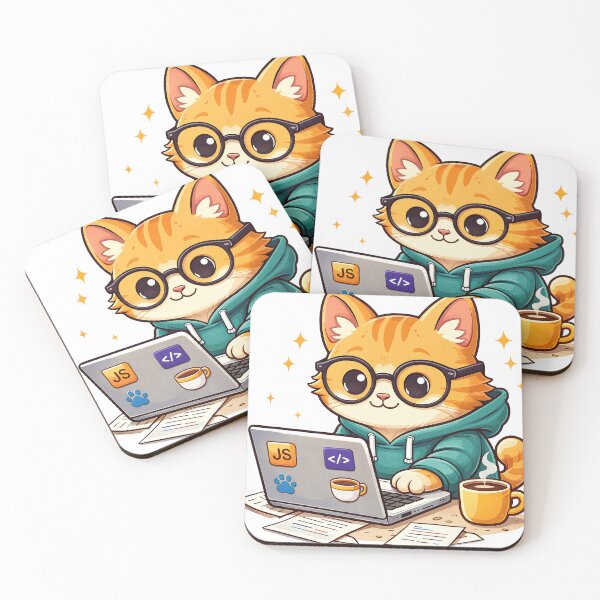Item preview, Programmer cat with laptop and coffee designed and sold by TunikaSVEN93.
