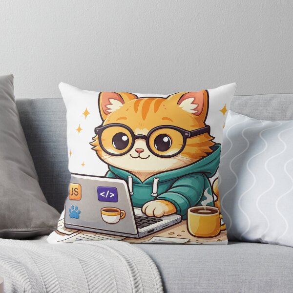 Item preview, Programmer cat with laptop and coffee designed and sold by TunikaSVEN93.