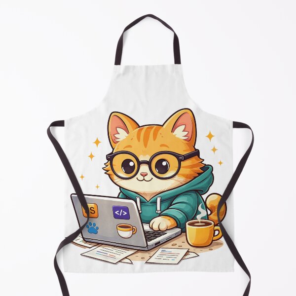 Item preview, Programmer cat with laptop and coffee designed and sold by TunikaSVEN93.