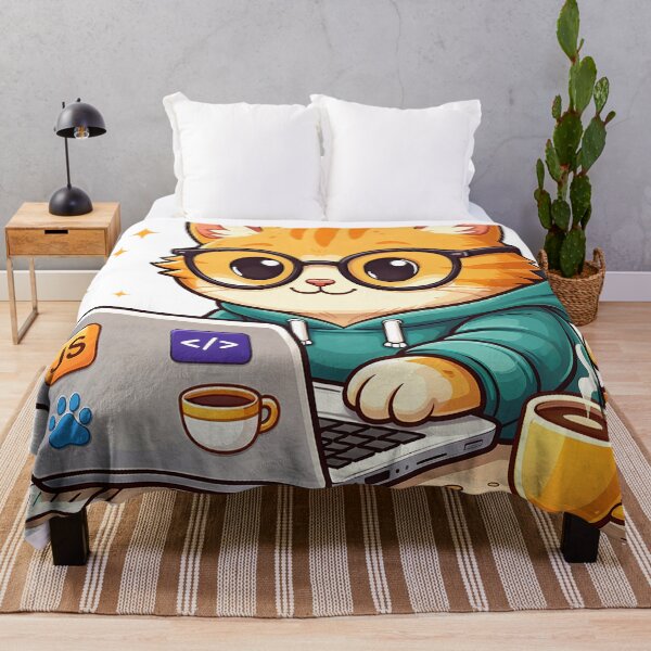 Item preview, Programmer cat with laptop and coffee designed and sold by TunikaSVEN93.