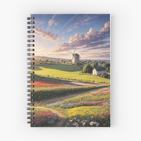 Item preview, Windmill Hill with Flower Fields – Countryside Landscape Poster designed and sold by SEIMEI2025.