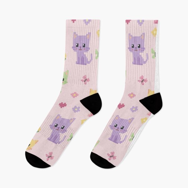 Item preview, Pixel Cat Pattern – Cute Pastel Seamless Design designed and sold by Herzbaumatelier.
