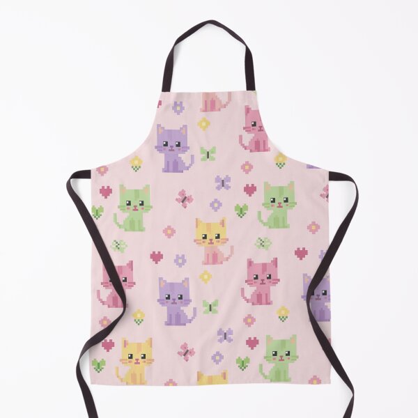 Item preview, Pixel Cat Pattern – Cute Pastel Seamless Design designed and sold by Herzbaumatelier.