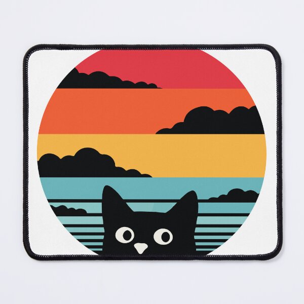 Item preview, Retro Black Cat Sunset Vintage Cat Lover Design designed and sold by DavidTeeStudio.