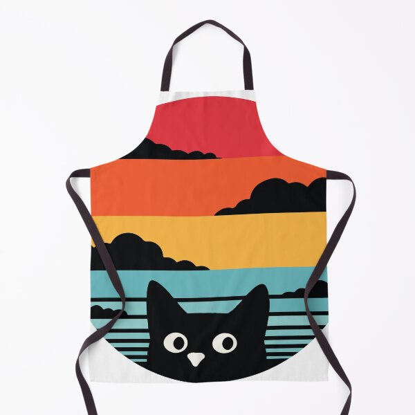 Item preview, Retro Black Cat Sunset Vintage Cat Lover Design designed and sold by DavidTeeStudio.