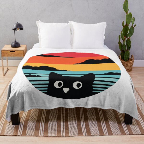 Item preview, Retro Black Cat Sunset Vintage Cat Lover Design designed and sold by DavidTeeStudio.