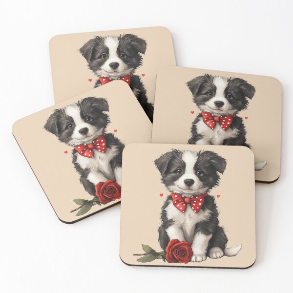 Item preview, Adorable Border Collie Puppy and Red Rose designed and sold by Erika Kaisersot.