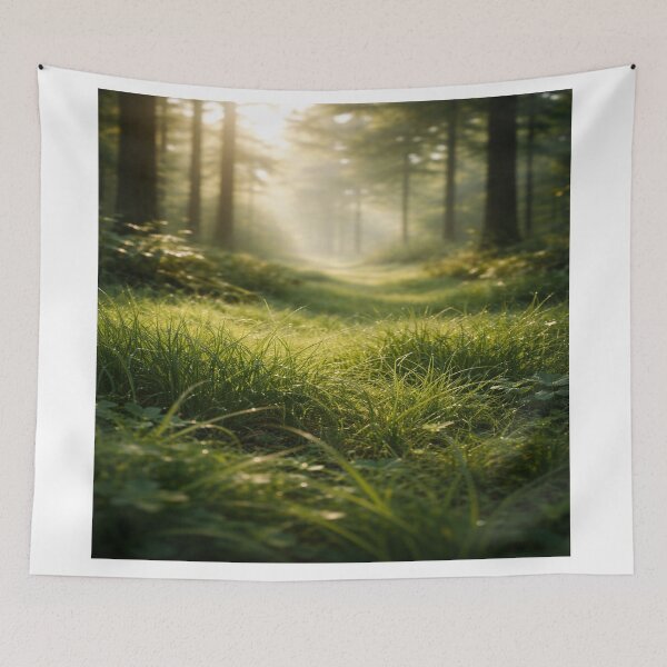 Item preview, Serene Forest Meadow with Sun Rays – Nature Photography designed and sold by DesignerThreads.