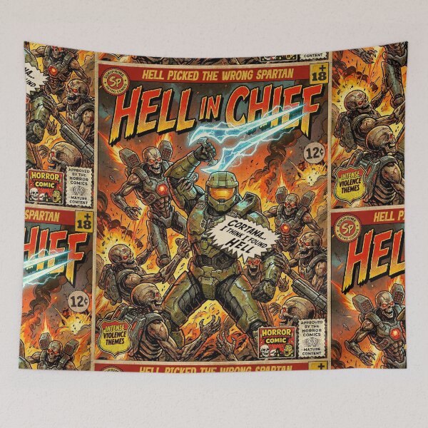 Item preview, Hell in Chief Horror Gaming Vintage Comic Cover Art designed and sold by Back2Collage.
