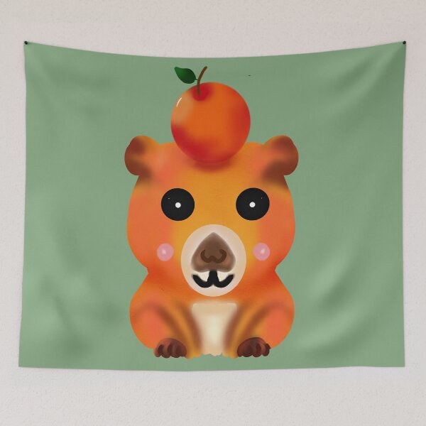 Item preview, Chill Capybara with Yuzu Orange | Cute Kawaii Art designed and sold by HopeAndHustle.