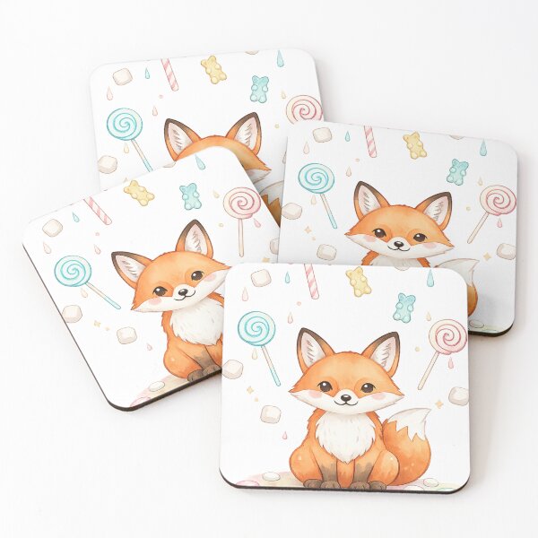 Item preview, Sweet Rain Fox – Cute Candy & Marshmallow Watercolor Fox designed and sold by Nusha Creations.