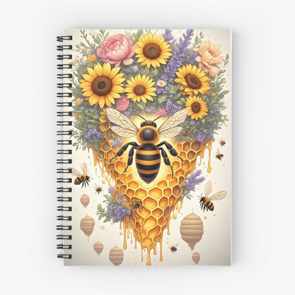 Item preview, Floral Honeycomb Bee Art for Nature Lovers designed and sold by owi-art.