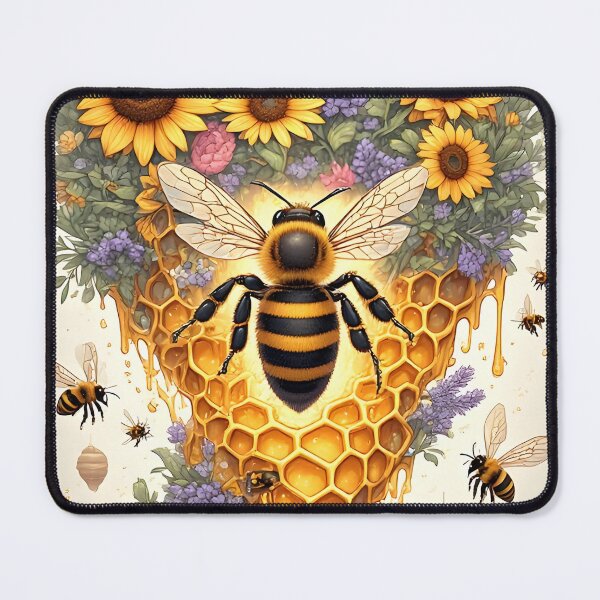 Item preview, Floral Honeycomb Bee Art for Nature Lovers designed and sold by owi-art.