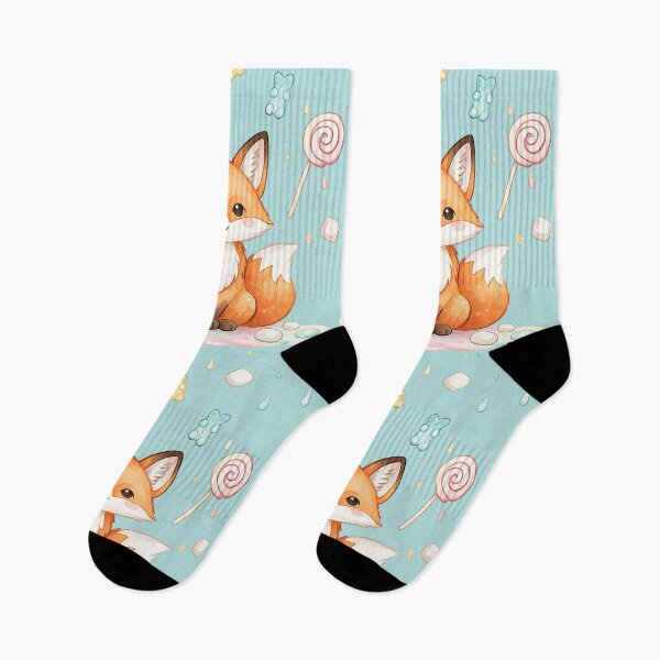 Item preview, Sweet Rain Fox – Cute Candy & Marshmallow Watercolor Fox designed and sold by StickyDelights.