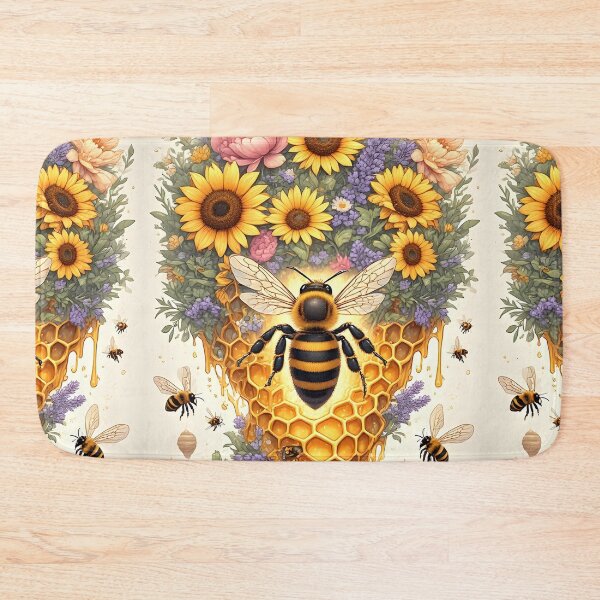 Item preview, Floral Honeycomb Bee Art for Nature Lovers designed and sold by owi-art.