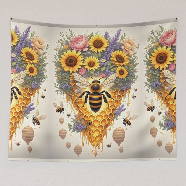 Item preview, Floral Honeycomb Bee Art for Nature Lovers designed and sold by owi-art.