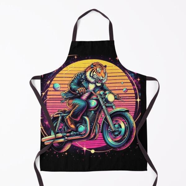 Item preview, Cosmic Tiger Rider – Neon Motorcycle Adventure Design designed and sold by Dogandesighn.