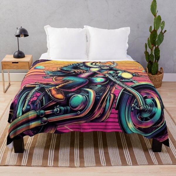Item preview, Cosmic Tiger Rider – Neon Motorcycle Adventure Design designed and sold by Dogandesighn.