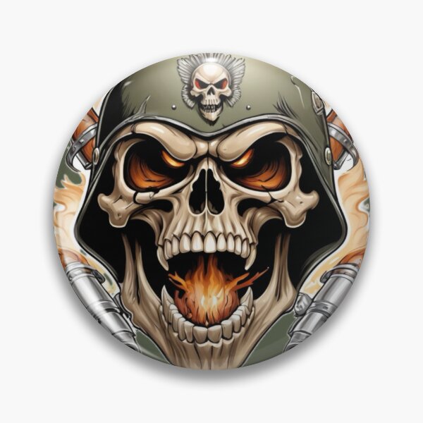 Item preview, Fire-Breathing Soldier Skull with Crossed Cannons designed and sold by Dreamy Armine Art.