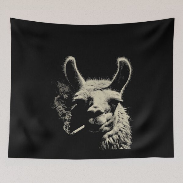 Item preview, Cool Llama Smoking Cigarette Low Key Portrait designed and sold by k3rstman1.