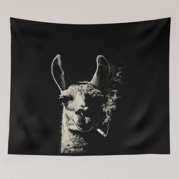 Item preview, Edgy Llama Smoking Cigarette Portrait designed and sold by k3rstman1.