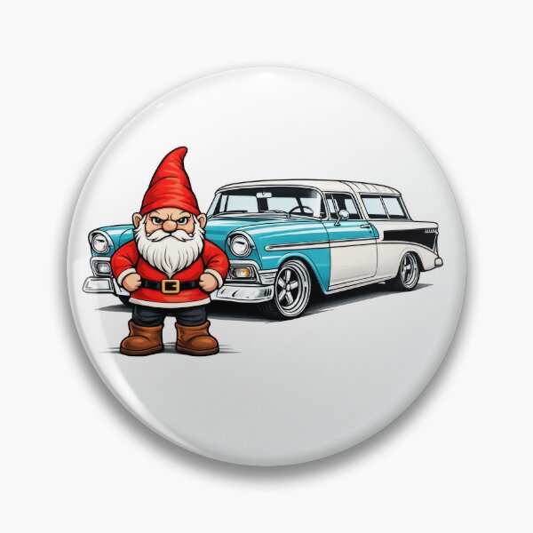 Item preview, Grumpy Garden Gnome with Classic Hot Rod Wagon Cartoon Illustration designed and sold by Moriarty's Digital Visions.