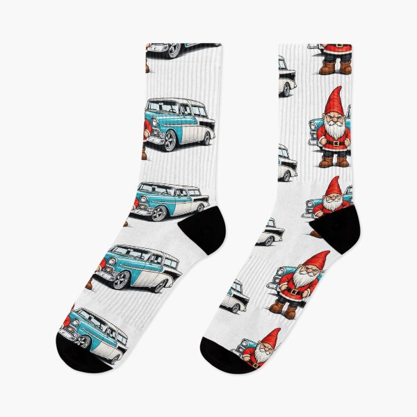 Item preview, Grumpy Garden Gnome with Classic Hot Rod Wagon Cartoon Illustration designed and sold by Moriarty's Digital Visions.