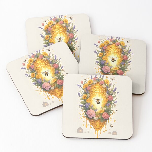 Item preview, Wildflower Honeycomb Bee Art for Nature Lovers designed and sold by owi-art.