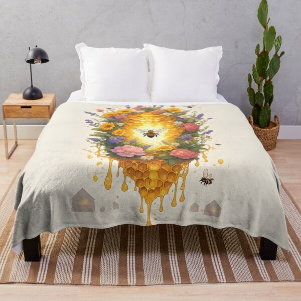 Item preview, Wildflower Honeycomb Bee Art for Nature Lovers designed and sold by owi-art.