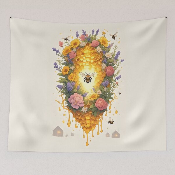 Item preview, Wildflower Honeycomb Bee Art for Nature Lovers designed and sold by owi-art.