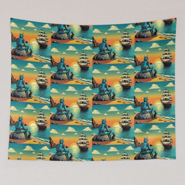Item preview, Robot and Bunny – Sunset Adventure Design designed and sold by Dogandesighn.