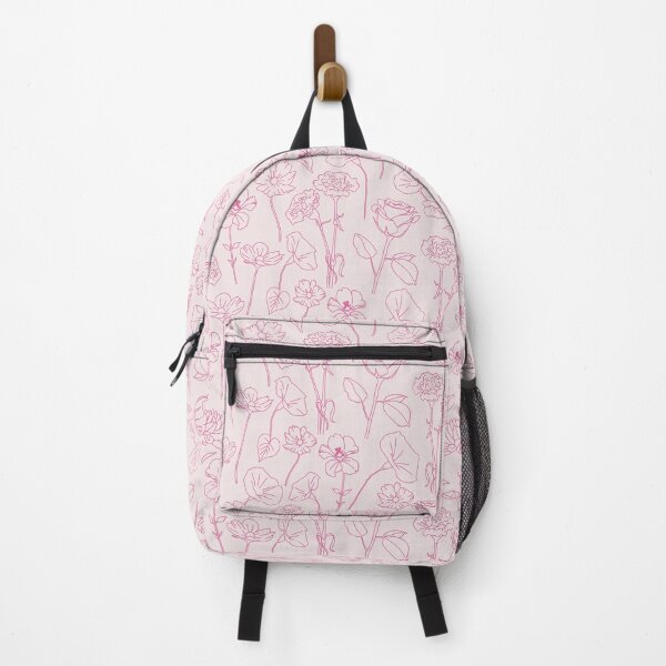 Item preview, pink pretty flower outlines floral pattern designed and sold by winterpumpkin.