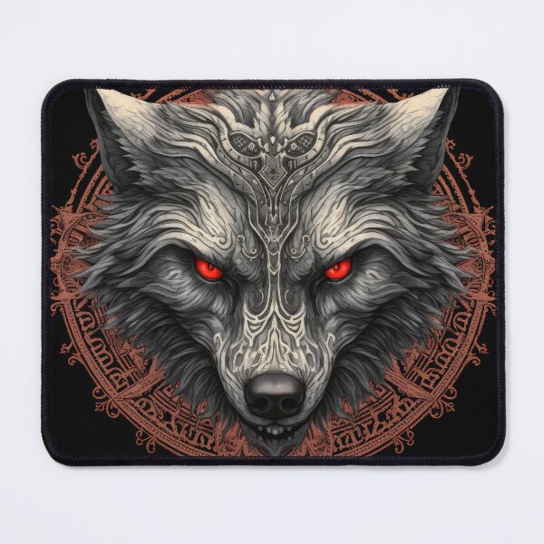 Item preview, Runed Demon Wolf – Red-Eyed Tribal Sentinel designed and sold by Daagath.