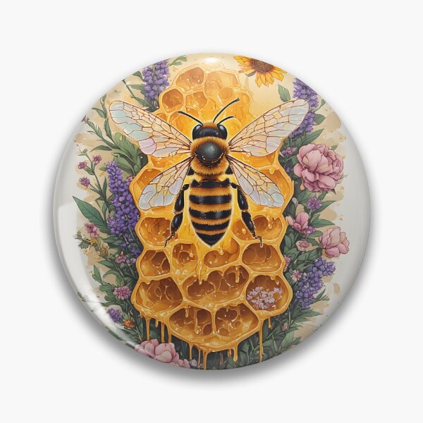 Item preview, Botanical Honeycomb Bee Art for Garden Lovers designed and sold by owi-art.