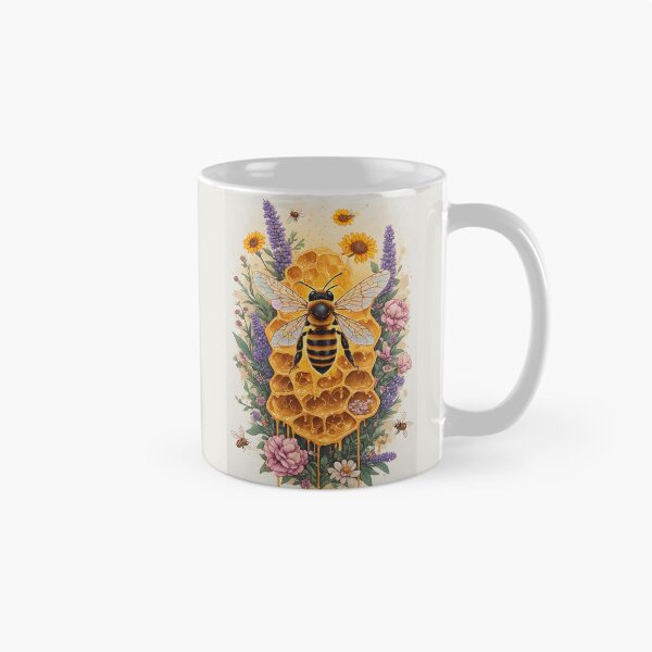 Item preview, Botanical Honeycomb Bee Art for Garden Lovers designed and sold by owi-art.