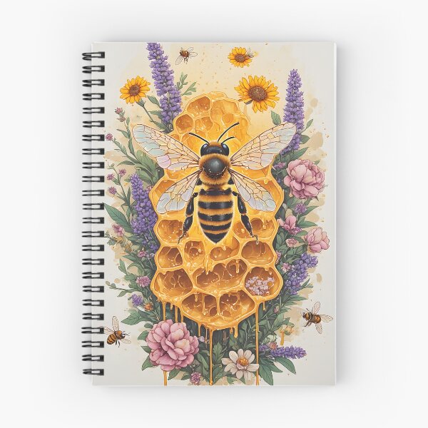 Item preview, Botanical Honeycomb Bee Art for Garden Lovers designed and sold by owi-art.