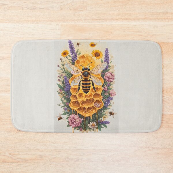 Item preview, Botanical Honeycomb Bee Art for Garden Lovers designed and sold by owi-art.