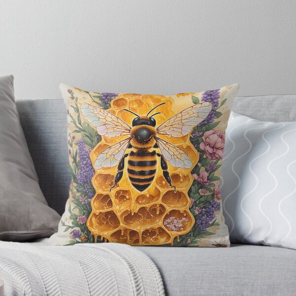 Item preview, Botanical Honeycomb Bee Art for Garden Lovers designed and sold by owi-art.