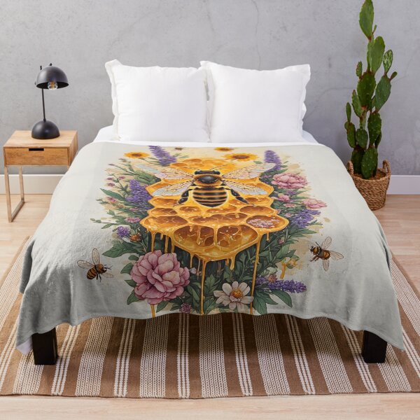 Item preview, Botanical Honeycomb Bee Art for Garden Lovers designed and sold by owi-art.