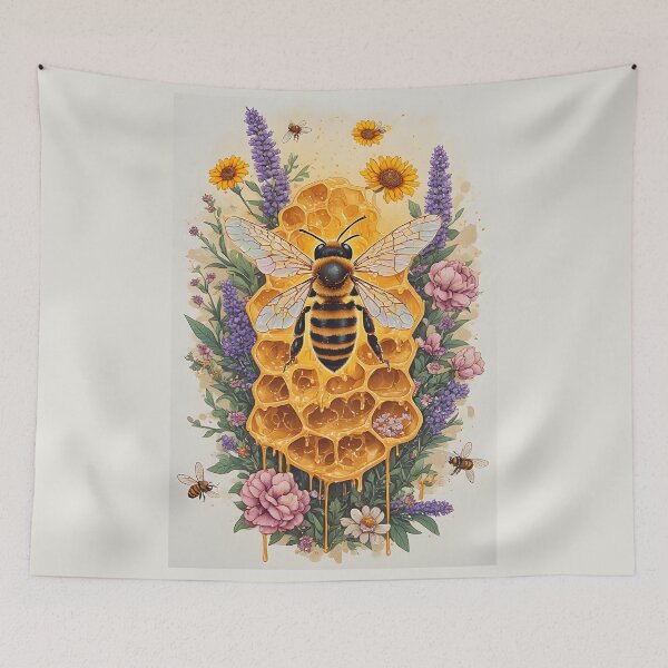 Item preview, Botanical Honeycomb Bee Art for Garden Lovers designed and sold by owi-art.